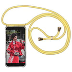 Expatrié Collier Pochette Téléphone Compatible Samsung Galaxy S10 Plus Jaune Lola Coque Smartphone Tour de Cou Lanière en Corde, Housse Silicone Transparente - Case Necklace Bandouilière Stylée