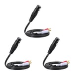 3 Pcs 1.5M/ 5Ft Stereo Audio Splitter Patch Y Cable Cord 1 XLR Female to 2 1226