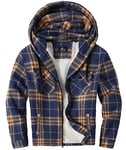 JACKETOWN Chemise à Carreaux pour Homme Chemise Thermique en Polaire pour Homme Longues à Carreaux avec Fermeture éclair Doublure en Polaire Veste d'hiver Hoodies Veste de flanelle Chaud