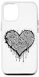 Coque pour iPhone 13 Pro Motif celtique en forme de cœur monochromatique, nœud celte