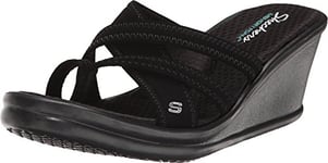 Skechers Femme Rumblers-Jeune à Heartrumblers Sandale cale, Noir, 35.5 EU