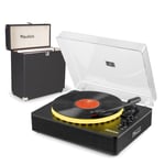 Record Player with Vinyl LP Case - Built-in Speakers, Bluetooth, LED Turntable