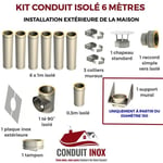 KIT CONDUIT ISOLE EN EXTERIEUR - 6 MÈTRES 200 - Inox