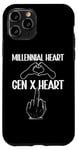 Coque pour iPhone 11 Pro Millennials vs Gen X Heart Finger Humour