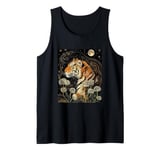 Art Nouveau Aesthetic Tiger Dandelions Moon Tank Top