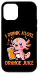 Coque pour iPhone 12/12 Pro Je bois du jus d'orange A'lotl Funny Axolotl Kawaii