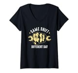 Womens Same Shift Different Day Mechanic Humor V-Neck T-Shirt