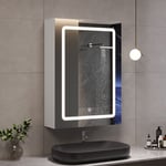 Frhnenha - Armoire Salle de Bain avec Miroir et Éclairage led, Armoire Miroir avec Espace de Rangement, 50x16x70 cm, Blanc