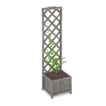 Relaxdays Jardinière avec Treillis Espalier Tuteur Plantes grimpantes bac à Fleurs Bois Vigne Lierre 25L, 147cm, Gris