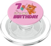 It's My Birthday 7, Teddy Bear, Birthday Girl 7 Year Old PopSockets PopGrip for MagSafe