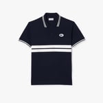 Lacoste Mens Classic-Fit Badge Polo Shirt in Blue material_cotton - Size 2XL