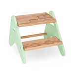 B. spaces - Peek-A-Boost - Marchepied en bois naturel - Vert et blanc - Escabeau deux marches pour enfants 2 ans Plus