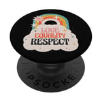 Love Equality Respect Retro Rainbow Peace Hippie PopSockets PopGrip Adhésif