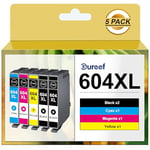 Gureef 604XL Ink Cartridges Replacement for Epson 604 Ink Cartridges for Epson XP2200 ink cartridges for Expression Home XP-2205 XP-3200 XP-3205 XP-4200 XP-4205 Workforce WF-2930 WF-2935 (5 Pack)