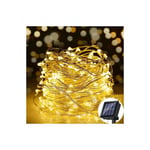 Kinsi - Lampe solaire led, Guirlande Lumineuse Solaire , Bande led, 12M ,100 lumières, Convient pour jardin, mariage, fête, Blanc chaud