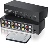 Commutateur Rca 4 Entrées Et 2 Sorties Vidéo Composite L/R Audio Selector Box 4 X 2, 4 Voies 4 Ports Av Splitter Sélecteur Avec Télécommande ¿ Pour Wii Ps2 Xbox Dvd Stb Hdtv