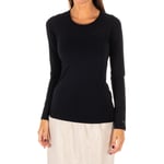 Tommy Hilfiger Womenss long-sleeved round neck t-shirt 1487904677 - Black Cotton - Size X-Small