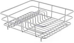 Dish Drainer Grey Medium Metal Wire Plates Rack Non-Slip Feet Bowl Dish Holder