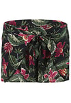 O'Neill Women's Tie Front Holiday Shorts - Black All Over Print With Pink, X-Small