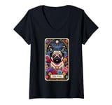 Womens The Pug Dog Tarot Card V-Neck T-Shirt