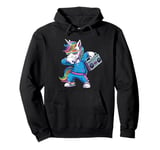 Unicorn in the 80s with Cassette Recorder Pullover Hoodie