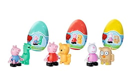 BIG-Bloxx Peppa Pig Funny Eggs – Complément aux Kits de Jeu de la série BIG-Bloxx, Trois Figurines avec « Peluches », emballées dans des œufs colorés, pour Les Enfants à partir de 18 Mois