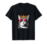 Comedic Cat King with Crown for a Royal Look with Sunglasses T-Shirt