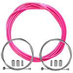 cyclingcolors gaine frein vélo avec câble embouts kit avant arrière compatible avec Shimano Sram cycle ville route vtt insert performance cable (Rose fluo)