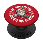 Funny Christmas Doctor Santa Knows You Ate His Cookies PopSockets Adhesive PopGrip