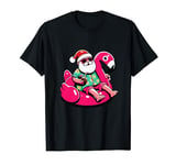 Funny Christmas In July Santa On Flamingo Floatie Summer T-Shirt