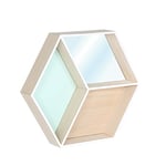 THE HOME DECO FACTORY – HD4510 - Etagère Hexagonale avec Miroir, Bois, Vert, 46,5 x 7,7 x 40 cm