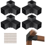 Kit Supports de Pergola 4x4 po 10x10 cm Support de Poteau Bois de Menuiserie 4 Supports deAngle a 3 Voies Base de Poutres Quincaillerie Bricolage