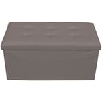 Rebecca Mobili Pouf Coffre de rangement Banc Rectangle Gris Stokage 38x76x38