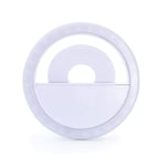 APM 572013 - Mini Ring Light pour Smartphone - Anneau Lumineux avec 20 LED - Lumière Photo Charge Micro-USB - Selfie Ring Light sous Forme de Pince - Batterie 60 MAH - Léger - Blanc