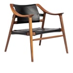 Fjordfiesta - Bambi 56/2 Lounge Chair Solid Walnut / Embroidered Black Leather - Lenestoler - Rastad & Relling - Svart - Lær/Tre