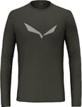 SALEWA Solidlogo Dry Long Sleeve Tee Men, Dark Olive, S