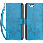 Betunistoy Coque pour iPhone 6 / iPhone 6S, Housse en Cuir PU Flip Pochette Portefeuille Étui avec Emplacement Carte iPhone 6 / 6S Coque Magnétique Antichoc (Papillon - Bleu)