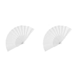 eBuyGB Folding Handheld Pretty Hand Fan Wedding Party Accessory Pocket Sized Fan For Wedding Gift, Party Favors, DIY Decoration, Summer Holidays, Home Décor, White (Pack of 2)