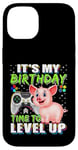 Coque pour iPhone 14 It's My Birthday Pig Time to Level Up Jeu vidéo