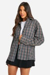 Womens Oversized Checked Shirt - Beige - 10, Beige