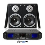 Home Audio System Stereo HiFi 5" Bookshelf Speakers + USB SD MP3 Amplifier 500W