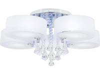 Mdeco Taklampe Elmdrs8006/5 8C Taklampe Mdeco Metall Lampe Med Fjernkontroll Krystall Glamour Krom Hvit