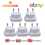 Pack of 5 Round Pin Mains Plugs Travel Adaptors UK to Europe, Turkey, Pakistan