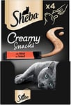 Sheba Creamy Snacks - Friandise crémeuse pour Chat avec du bœuf - Bâtonnets Pratiques à lécher à la Main - 44 x 12 g de friandises pour Chat