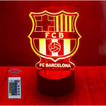 Barnlampa, FC Barcelona, fotboll 3D-lampa, 16 ljusfärger och fjärrkontroll, present till fotbollsspelande barn