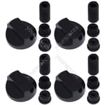 4 X Hoover Universal Cooker/Oven/Grill Control Knob And Adaptors Black