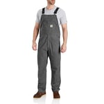 Carhartt Men's Rugged Flex Relaxed Fit Canvas Bib Overall, Gravel, 38W / 32L