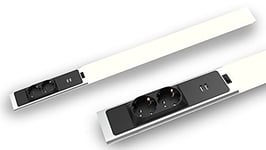 BOLD Lampe LED sous meuble de cuisine avec 2 prises et 2 ports USB-A (1500 lumens, 18 W, blanc neutre 4000 K, IP20, longueur 80 cm), argent