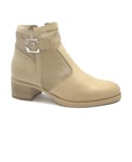 Nero Giardini E409710D Bottines Femme Beige Champagne avec Talon Zip et Trous 36