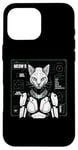 Coque pour iPhone 16 Pro Max Robot chat Android Cyborg Futuriste Chaton félin